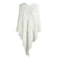 thumbnail image 1 of LSONABXA White Wraps for Women Under $15 Women Mid Length Crochet Hollow Irregular Tassel Pullover Sweater Cape Knit Shawl Women's Blended Shawl, 1 of 4
