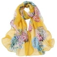 thumbnail image 1 of LSONABXA Yellow Silk Scarves for Women Under $5 Lightweight Print Floral Pattern Scarf for Women Fashion Sunscreen Shawl Wrap for Spring Polyester Scarf, 1 of 3