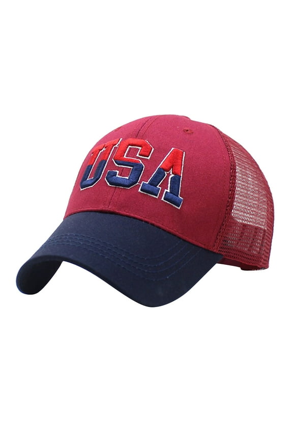 Baseball Cap for Women Men Casual America Flag Embroidery Caps Unstructured Design Breathable Sunshade Dad Trucker Hat for Gifts Visors Star Red