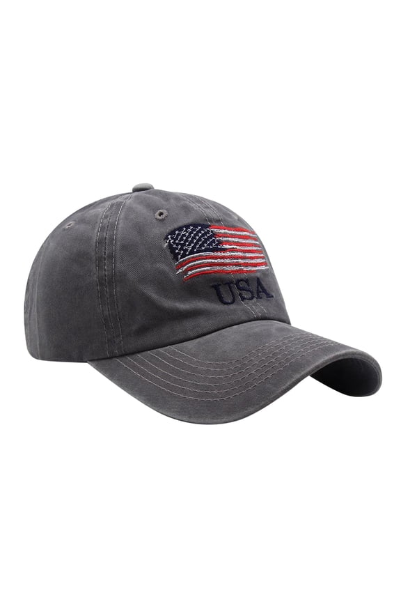Baseball Cap for Women Men Unstructured Design Breathable Sunshade Dad Trucker Hat Casual America Flag Embroidery Caps for Workouts and Outdoor Activities Gray
