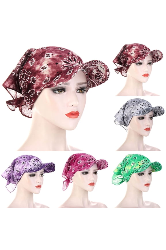 Baseball Caps for Women Summer UPF 80+ Lightweight Printing Hijab Headwrap Casual Breathable Sun Protection Sun Hat Headscarf Turbans Daily Wear