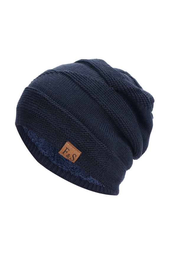 Beanie Knitted for Women Men Solid Color Classic Double Layer Hats Elastic Slouchy Daily Soft Running Workouts and Outdoor Activities Blue