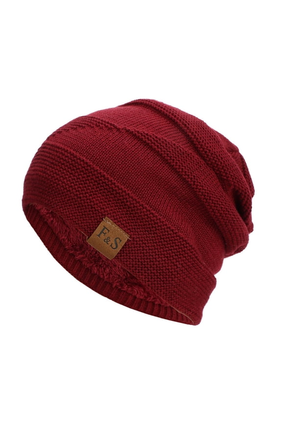 Beanie Knitted for Women Men Solid Color Classic Double Layer Hats Elastic Slouchy Daily Soft Running Workouts and Outdoor Activities Red