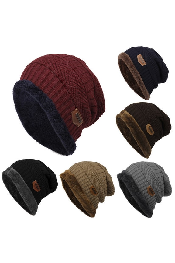 Beanie for Women and Men Solid Color Soft Baggy Plush Lined Crochet Beanie Loose Unisex Cozy Thick Warm Knitted Skull Cap (Grey) Fall Winter Daily Wear Fashion
