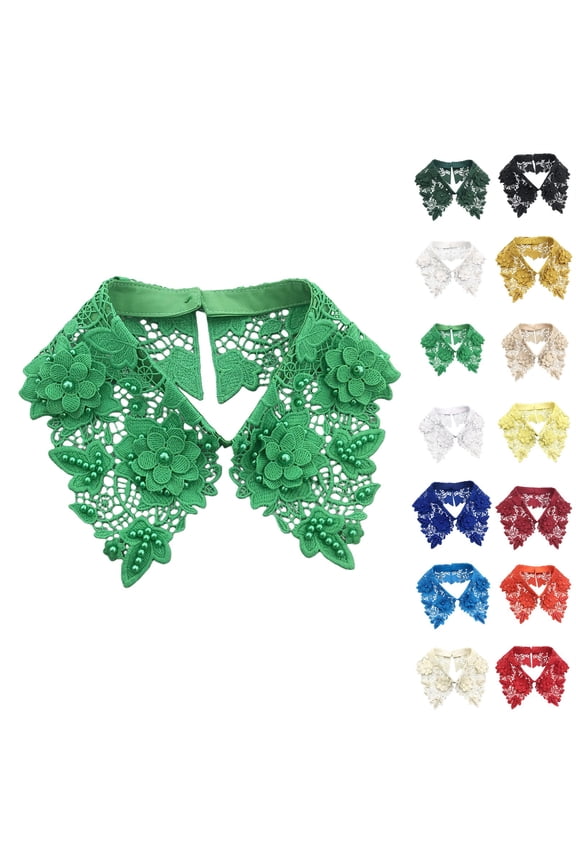 Fake Collar Detachable Floral Lace Dickey Blouse for Women Elegant Sweet Faux False Inserts for Casual Outdoor Daily Wear Summer Clear,Under $5
