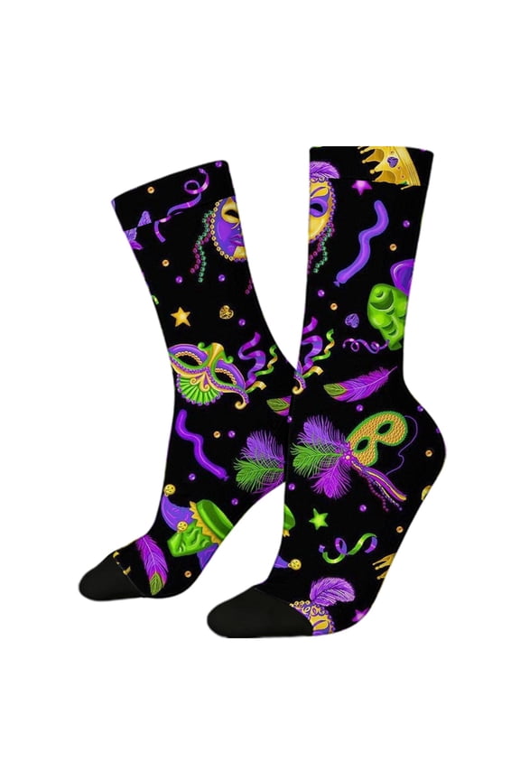 Fun Socks for Women Cozy Breathable Printed Cotton Knitted Fashion Novelty Crazy Cool Funky Socks Cute Gifts for Women Girl Carnival Black