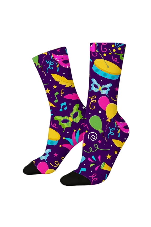 Fun Socks for Women Cozy Breathable Printed Cotton Knitted Fashion Novelty Crazy Cool Funky Socks Cute Gifts for Women Girl Carnival Blue