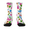 thumbnail image 1 of LSQii Fun Socks for Women Cozy Breathable Printed Cotton Knitted Fashion Novelty Crazy Mid Calf Sports Socks Gifts Carnival Grey, 1 of 5