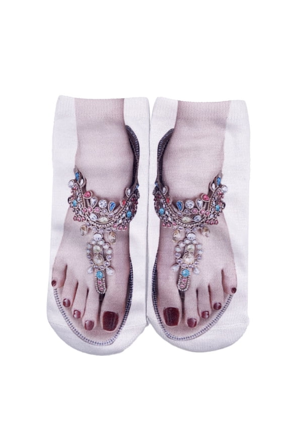 Funny Socks for Women 3D Pattern Casual Soft Happy Feet Crazy Novelty Manicure Print Hidden Running Low Cut Ankle Socks Personalized,Summer Sale