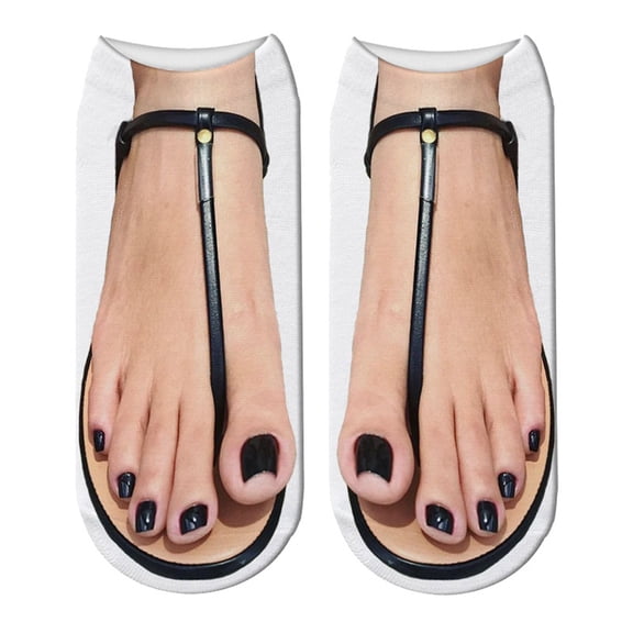 LSQii Funny Socks for Women 3D Pattern Casual Soft Happy Feet Crazy Novelty Manicure Print Hidden Running Low Cut Ankle Socks Personalized