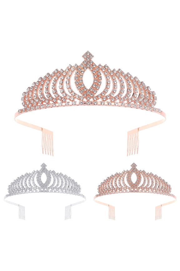 Gold Crown for Women Crystal Rhinestone Princess Crown Headbands Sweet Elegant Queen Tiaras Happy Birthday Party Decorations Gift Rose Gold