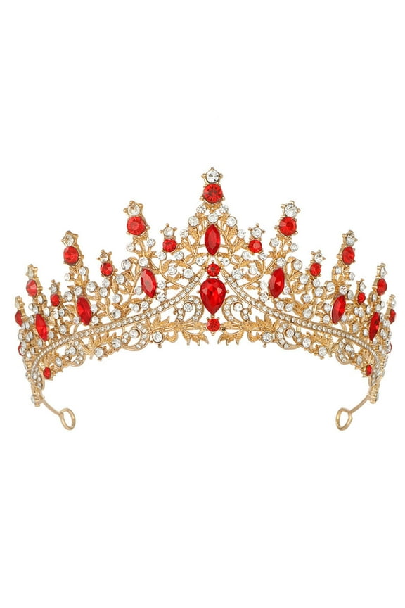 Gold Crown for Women Happy Birthday Princess Party Decorations Crystal Rhinestone Queen Tiaras Headband Photo Props Decoration & Gift Beige