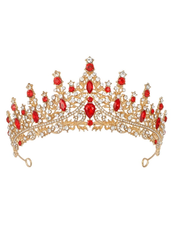 Gold Crown for Women Happy Birthday Princess Party Decorations Crystal Rhinestone Queen Tiaras Headband Photo Props Decoration & Gift Beige