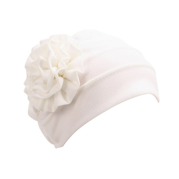 LSQii Headbands for Women Casual Elastic Soft Beanie Flower Muslim Hijab Lightweight Breathable Turban Head Wraps Solid Color Hair Accessories White