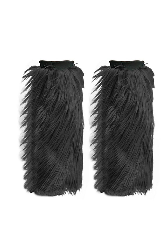 Leg Warmers Fluffy Faux Fuzzy Boot Covers for Women Solid Color Long Plush Warms Socks for Stage Performances Winter Spring Black