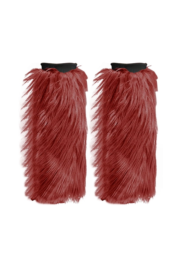 Leg Warmers Fluffy Faux Fuzzy Boot Covers for Women Solid Color Long Plush Warms Socks for Stage Performances Winter Spring Wine