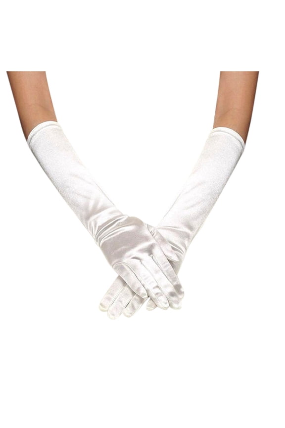 Long Opera Gloves for Women 1920s 20s Stretchy Satin Gloves Bridal Princess Evening Dress Formal Elbow Length Fashion Accessories White,Under $3