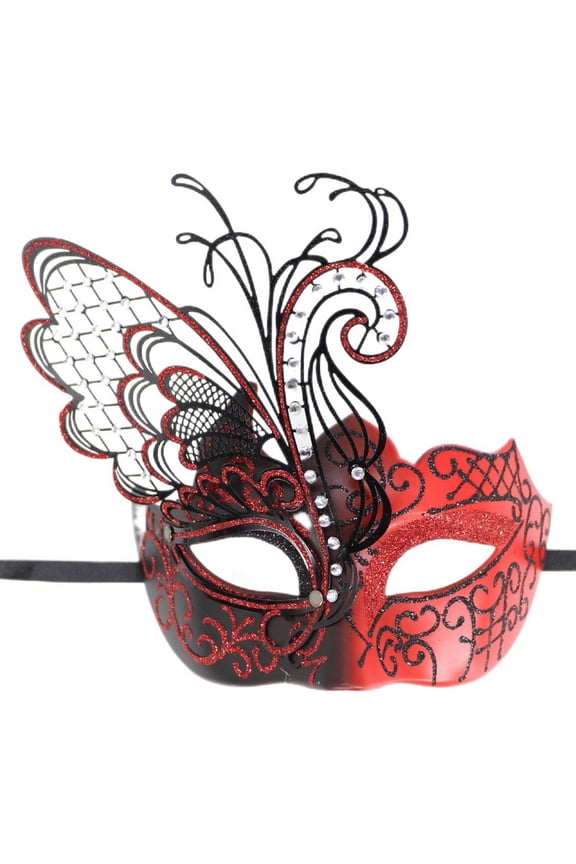 Mardi Gras Outfit for Women Mardi Gras Outfit Elegant Metal Mask Venetian Balls Carnival Party Performances Fashion Accessories Red,Under $3