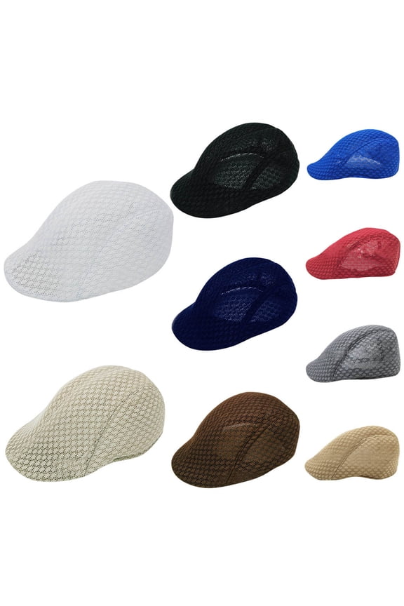 Newsboy Cap for Men Women Casual Retro Summer Breathable Mesh Ivy Berets Classic Flat Cap Adjustable Comfortabl Coffee for Cabbie Driving Hunting,Under $3