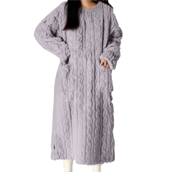 BWASD Nightgown Women Long Sleeve Sleepwear Cute Women's Casual Loose Long Nightgowns Solid Color Lightweight Sweaters Winter Clothes Size M Sleep Dress