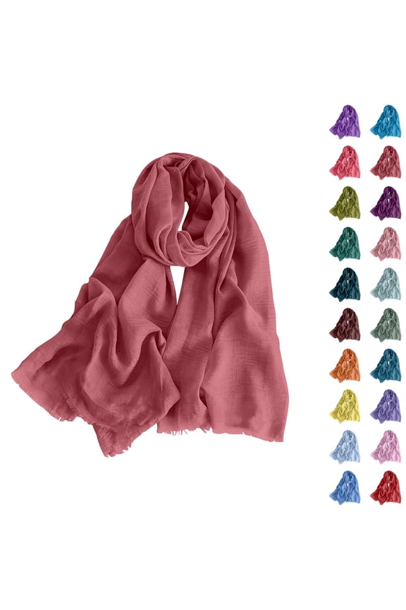 Scarf for Women Large Cotton Linen Solid Color Summer Scarves UV Protection Beach Shawl Wrap Breathable Sunscreen Cover Up for Go Out Orange,Under $3