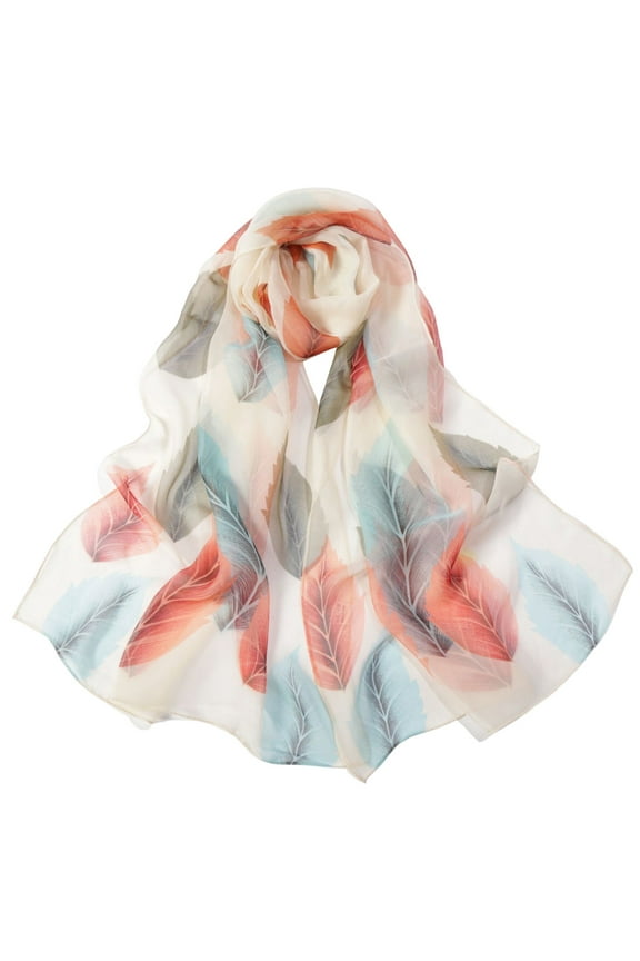 Scarf for Women Lightweight Print Floral Pattern Chiffon Shawl Fashion Large Long Thin Sunscreen Wraps Spring Summer Fashion Accessories Beige