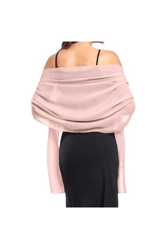 Scarf for Women Soft Sunshade Large Casual Chiffon Shawl Lightweight Solid Color Formal Evening Gown Shawl for Wedding Bridal Ladies Pink