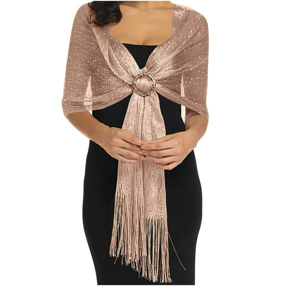 LSQii Shawl for Women Casual Lace Shawl Warp Lightweight Solid Color Soft Sunshade Blanket Scarf Evening Gown for Travel Vacation Spring Summer Gold