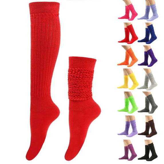 LSQii Socks for Men Women Casual Lightweight Soft Rib Knit High Calf Long Boot Socks Leg Warmers Work Everyday Wear Multiple Colors Available,Under $3