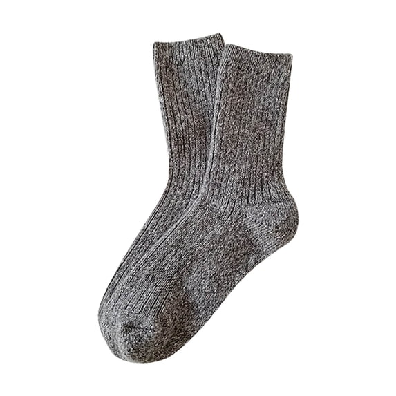 LSQii Socks for Women Men Retro Soft Comfort Casual Thick Warm Solid Color Breathable Knit Crew Sock Ladies Gifts Fall Winter Gray