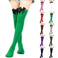 thumbnail image 1 of LSQii Thigh High Socks for Women Casual Cute Bow Long Boot Stocking Non‑Slip Leg Warmer Soft Over Knee High Socks Multiple Colors Available Sweet Daily Wear White, 1 of 6