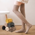 thumbnail image 1 of LSQii Thigh High Socks for Women Casual Soft Lightweight Cotton Over Knee High Socks Solid Color Long Boot Stocking Non‑Slip Leg Warmer Simple Brown, 1 of 6