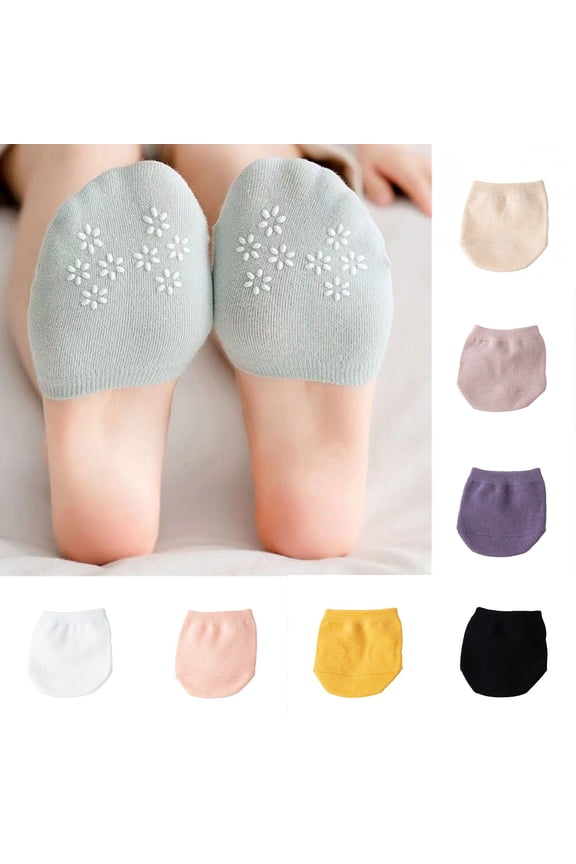 Toe Socks for Women Breathable Cotton Non Slip Casual Half Socks Toe Topper Covers No-Show Liners Invisible Footies for Flat Clogs Brown