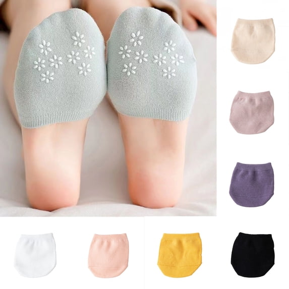 LSQii Toe Socks for Women Breathable Cotton Non Slip Casual Half Socks Toe Topper Covers No-Show Liners Invisible Footies for Flat Clogs Pink,Under $3