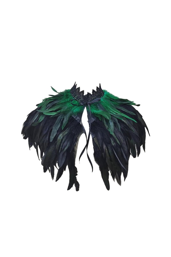 Women's Shawl Gothic Real Natural Shrug Shoulder Victorian Collar Shawl Wrap Fashion Cape Colorful Carnival Party Accessories Green