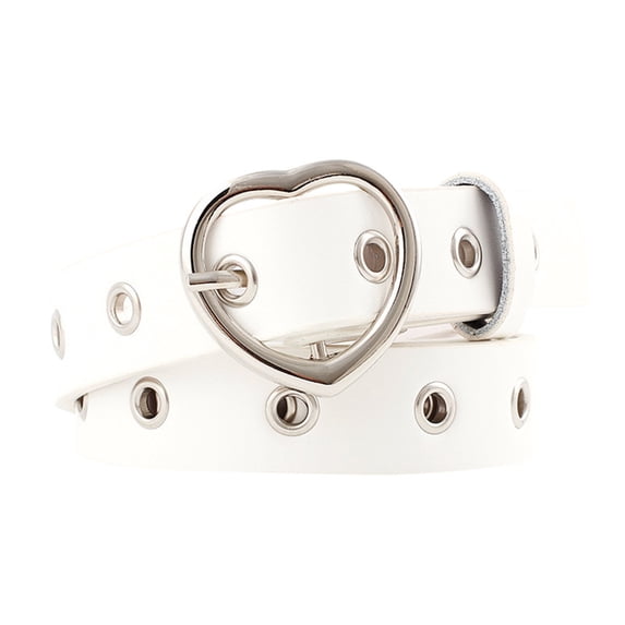 LSQii Womens Belt Skinny Belt with Detachable Heart Buckle for Jeans Dress Pants Business Fashion Casual Outfits for Women White
