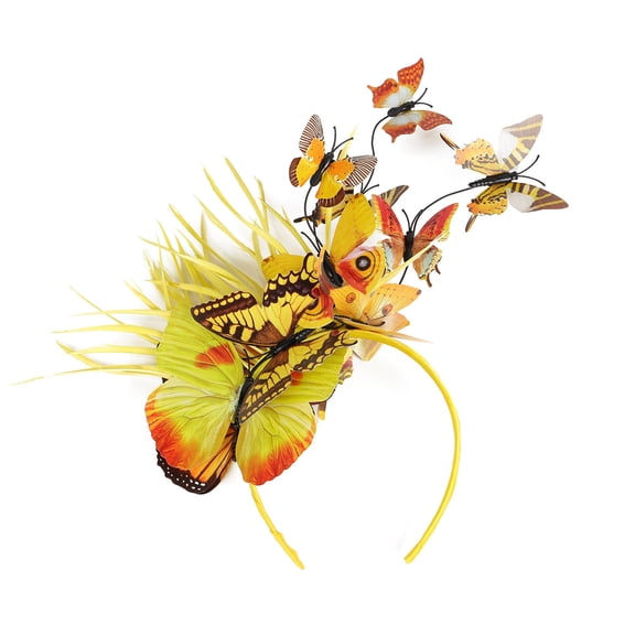 LSQii Womens Headbands Fashion Casual Cute Flower Mesh Hair Clip for Tea Party Wedding Cocktail and Church Hair Accessory Daily Wear Yellow