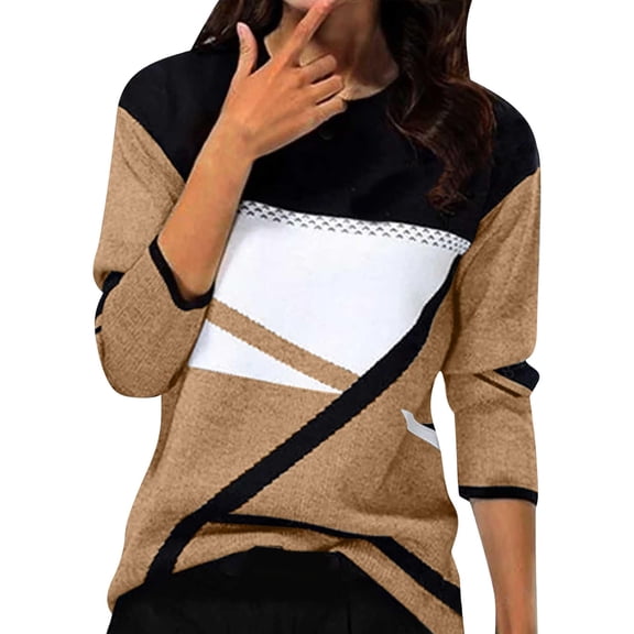 LSQii Womens Knit Sweater Long Sleeve Basic Crewneck Chunky Warm Shirts Casual Loose Striped Ribbed Jumper Top 2025 Fall Winter Outfits Trendy Beige L