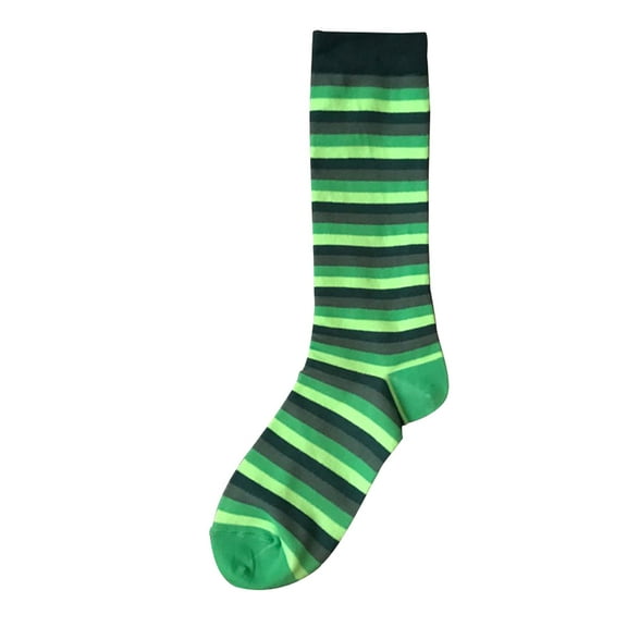 LSQii Womens Mens Socks Breathable Thick Cotton Thigh Crew Socks Shamrock Casual Striped Novelty for St. Patrick Day Party Accessories Green