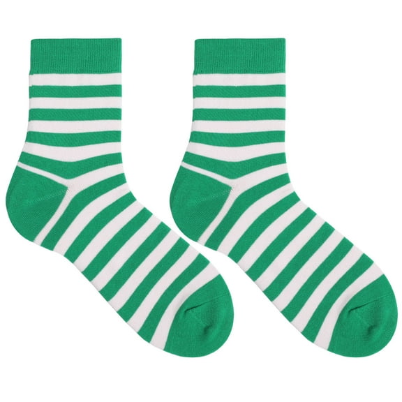 LSQii Womens Mens Socks Breathable Thick Cotton Thigh Crew Socks Shamrock Casual Striped Novelty for St. Patrick Day Party Accessories Green