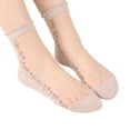 thumbnail image 1 of LSQii Womens Short Socks Sheer Lace Mesh Ruffled Trim Crew Sock Cute Floral Embroidered Ultra Thin Spring Summer Elastic Jacquard for Girls Beige, 1 of 4