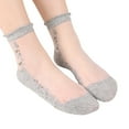 thumbnail image 1 of LSQii Womens Short Socks Sheer Lace Mesh Ruffled Trim Crew Sock Cute Floral Embroidered Ultra Thin Spring Summer Elastic Jacquard for Girls Gray, 1 of 4