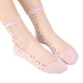 thumbnail image 1 of LSQii Womens Short Socks Sheer Lace Mesh Ruffled Trim Crew Sock Cute Floral Embroidered Ultra Thin Spring Summer Elastic Jacquard for Girls Pink, 1 of 5