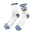 thumbnail image 1 of LSQii Womens Socks Casual Bear Embroidery Striped Plush Boot Socks Fluffy Cute Moisture Wicking Non Slip Home Floor Slipper Sleeping Wear Blue, 1 of 6
