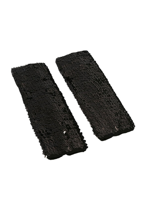 Womens Sparkly Gloves Sequins Elastic Glitter Fingerless Long Gloves Elbow Length Performance Dress Up Rave Party Fashion Accessories Black