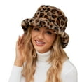 thumbnail image 1 of LSQii Womens Winter Faux Fur Bucket Hats Casual Fuzzy Warm Wide Brim Fisherman Caps Leopard Pattern Plush Soft Unique Fashion Outdoor Outfit Spring Yellow, 1 of 9