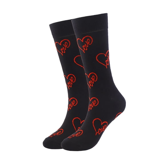 LSQii Socks for Women Men Embroidery Knit Soft Breathable Comfort Casual Crew Socking Fashion Daily Wear All Season Valentine's Day