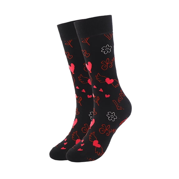 LSQiiSocks for Women MenHeart-shaped Embroidery Knit SoftBreathable Comfort Casual Crew SockingFashion Daily Wear All Season Valentine's DayRed