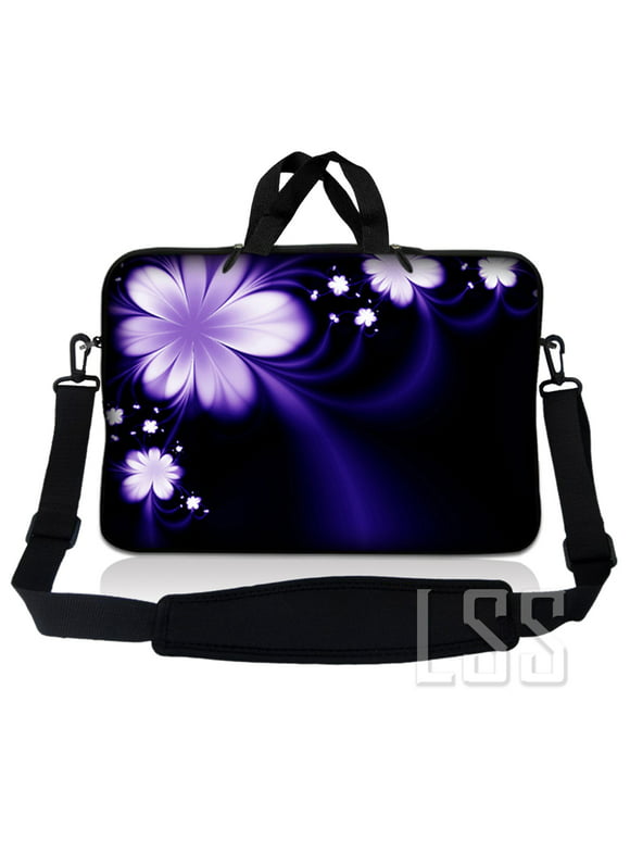 LSS 10"-10.2" Laptop Sleeve Bag for Dell HP MacBook, Carrying Case with Adjustable Strap, Purple Flower Floral