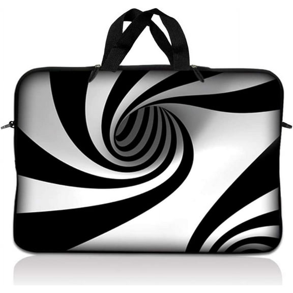 LSS 10.2 inch Laptop Sleeve Bag Carrying Case Pouch with Handle for 8" 8.9" 9" 10" 10.2" Apple MacBook, Acer, Asus, Dell, Tornado White and Black Swirl